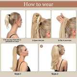 Synthetic Claw Clip In Ponytail Hair Extensions Hairpiece Long Silky Straight Fake Blonde Pigtail With Elastic Band Horse Tail