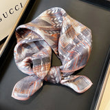 100% Natural Real Silk Scarf Women New Print Neck Hairband Square Shawl Neckerchief Female Hijab Poncho Bandana Headband 2023