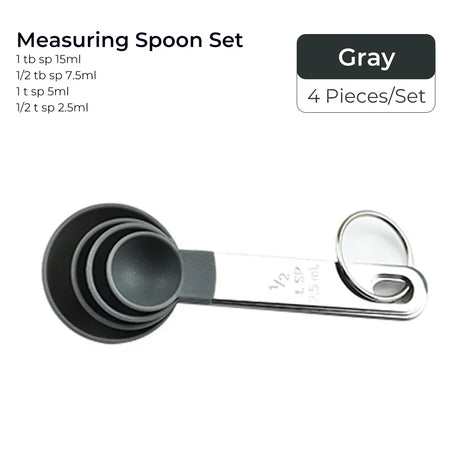 4pcs Baking Tools Kitchen Measuring Spoon Set Stainless Steel Handle Measuring Cup With Scale Measuring Spoon Kitchen Gadgets