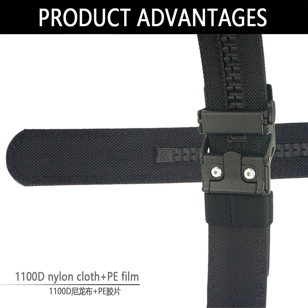 TUSHI New Hard Tactical Belt for Men Metal Automatic Buckle IPSC Gun Belt 1100D Nylon Military Belt Outdoor Sports Girdle Male