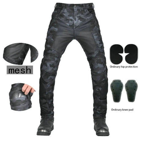 Loong Biker Motorcycle Riding Pants Summer Motocross Super Fit Slim Protection Jeans Mesh Breathable Casual Camouflage Trousers