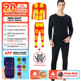 24 Areas Winter Self Heating Jacket Men Heated Underwear Thermal Tops Pants Motorcycle Heated Jacket Mobile Phone APP Control