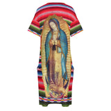 Virgin Mary Catholic Dress Short Sleeve Our Lady of Guadalupe Street Style Dresses Holiday Kawaii Casual Dress Plus Size Clothes