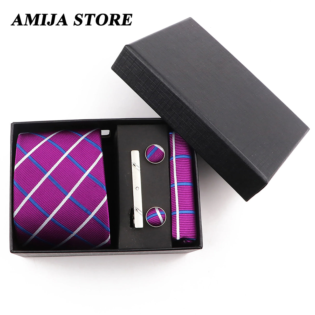 Men's Tie Gift Box With Neckties Handkerchiefs Cufflinks Tie Clips  Plaid Dot 5-Piece sets Group Business Wed Festival Formal Ti