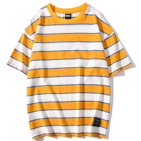 HISTREX 50 Colors Men Women Stripe T Shirt 100% Cotton T-shirt Summer Vintage Crewneck Y2K Oversize Tshirts Tops Tee Women 200g