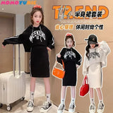 Spring Autumn Baseball Suits Children Jacket Pleated Skirt 2Pcs Set Jk Student Uniform Suit Kids Loungewear Girls Sports Suit