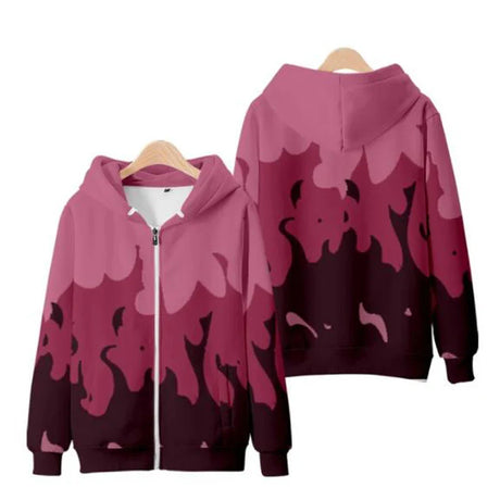 2022 New Aphmau Merch Zip Up Hoodie Women Men Harajuku Sweatshirt Flame Purple and Red 3D Print Zipper Hooded Jacket Streetwear