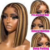 Blonde Bob Wigs Deep Part 13x4 Human Hair Lace Front Wigs for Black Women Pre Plucked Bleached Knots Blond Lace Wigs