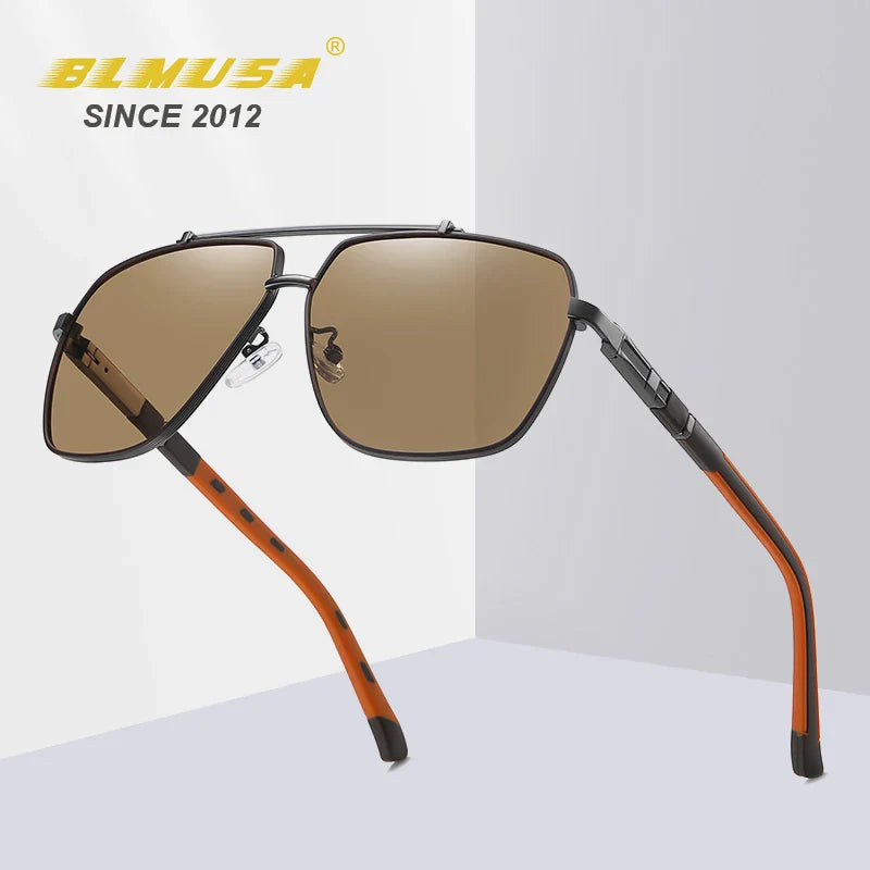 BLMUSA 2022 New Luxury Polarized Sunglasses Men Square Car Driving Brand Designer Business Sun Glasses Spring Pilot Sunglasses