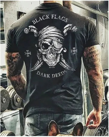 Men's Horror Skull Print 3d Printed Vintage T-shirt Classic Casual Summer Crew Neck Short Sleeve Oversized T-shirt Hip Hop