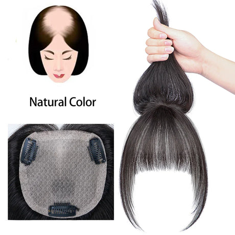 Synthetic Hair Fake Fringe Clip in Bang Cover White Hair Natural Invisible Front Neat Bang Extensions For Women Wig Hairpiece