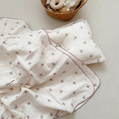 4 Layers Vintage Floral Baby Blanket for Summer Newborn Flower Muslin Blankets Infant Summer Nap Cover Basket Blanket Sheet