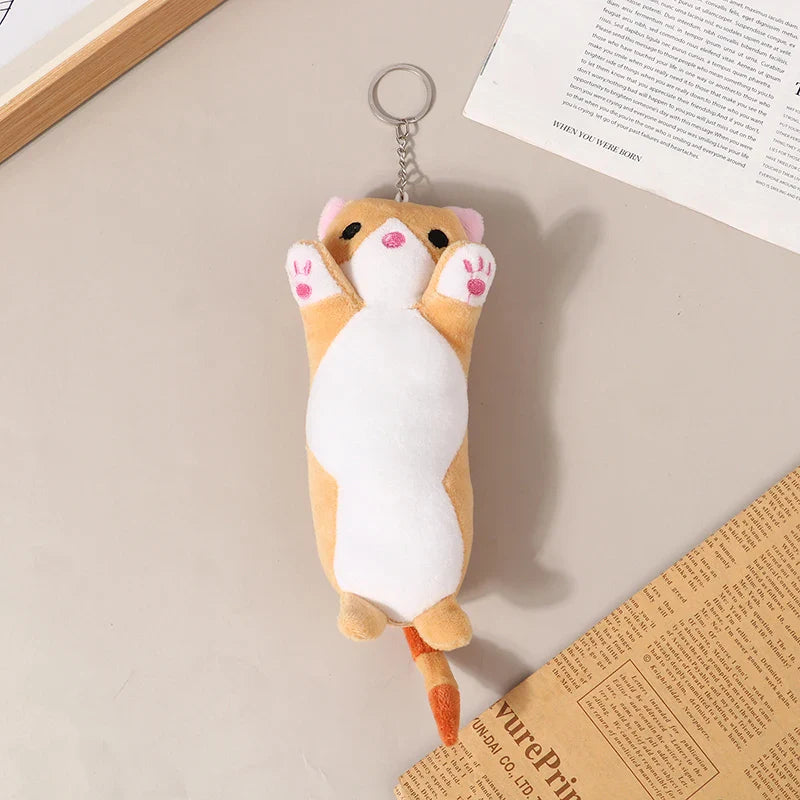 16CM New Long Cat Plush Toy Keychain Cute Cat Doll Bag Pendant Decoration Doll Scratching Machine Brithday Gifts For Girls