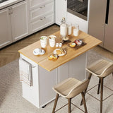 Rolling Kitchen Island Cart With Folding Drop Leaf Breakfast Bar Trolley Shelf and Drawer WhiteFreight Free Storage Furniture