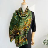 100% Natural Silk Scarf Women Luxury Brand Digital Print Flowers Silk Pashmina Shawl Female Long Bandana Foulard 2020 Oversize