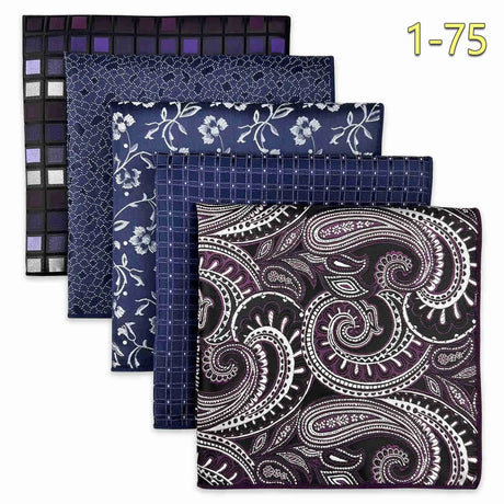 5 Pieces Assorted Mens Pocket Square Silk Handkerchief Set Colorful Large Accessories Gift Party