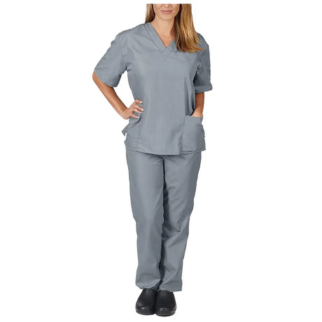 Solid High Quality New Scrub Uniforms Suit Beauty Pet Shop Uniforms Salon Womens Scrub Set Work Wear Scrub Suit Tops + Pants