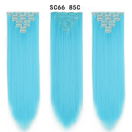 Set Hair Clip In Hair Extensions With Clips Hairpieces Synthetic Extension False/Fake Hair Blonde Eunice Hair Long Hair Pieces