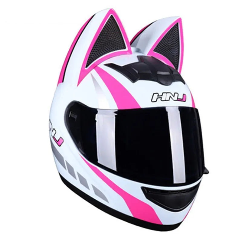 Motorcycle Full Face Helmet Cat Ear Helmet Women Moto Ear Helmets Personality Motorbike Helmet Motocross Capacete Casque