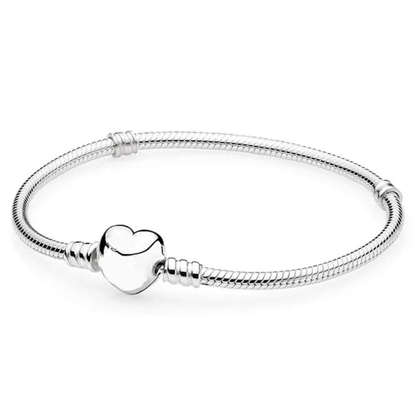 New 925 Sterling Silver High Quality Womens Bangle Classic Bucket Clasp Bracelet Fit Original Charm Bead Pendant Jewelry DIY