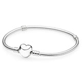 New 925 Sterling Silver High Quality Womens Bangle Classic Bucket Clasp Bracelet Fit Original Charm Bead Pendant Jewelry DIY