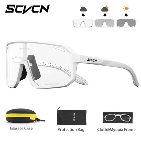 SCVCN Photochromic Men Cycling Sunglasses UV400 Sports Bicycle Women Running Hiking Glasses Road MTB Eyewear Goggles with Case