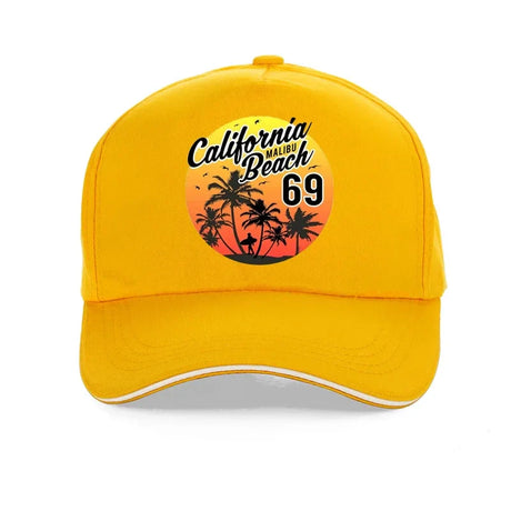 Vintage California Malibu Beach Sunhat Fashion Beach Cartoon Print Baseball Cap Men Women Summer Trucker Hat Snapback Gorras