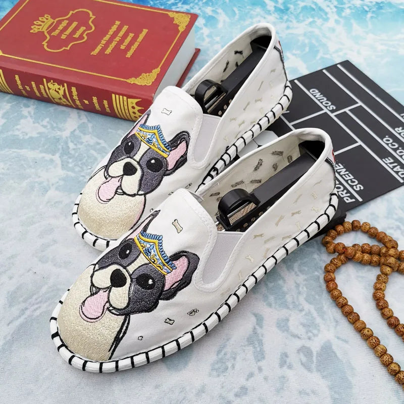 Old Beijing Cloth Shoes Embroidery Flower Social Guy Male Moccasin-Gommino Student Casual Shoes Fashion National Chinese Style