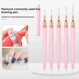 Line Drawing Pen Extremely Fine Nail Painting Nail Brush Tools Suit 5 Pieces Flower Drawing Hook Line Flower Drawing Dating Crea