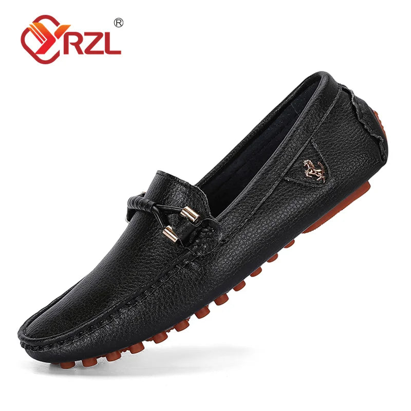 YRZL Loafers Men Handmade Leather Shoes Casual Driving Flats Slip-on Shoes Luxury Comfy Moccasins Shoes for Men Plus Size 37-48