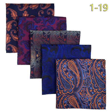 5 Pieces Assorted Mens Pocket Square Silk Handkerchief Set Colorful Large Accessories Gift Party