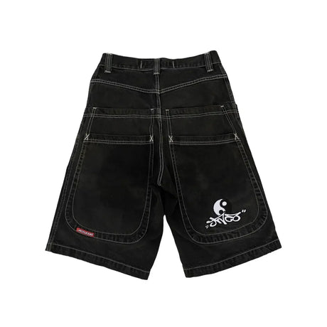 Hip Hop Pocket Baggy Denim Harajuku JNCO Mens Shorts Y2K Gym Shorts Women 2024 New Gothic Basketball Shorts Streetwear