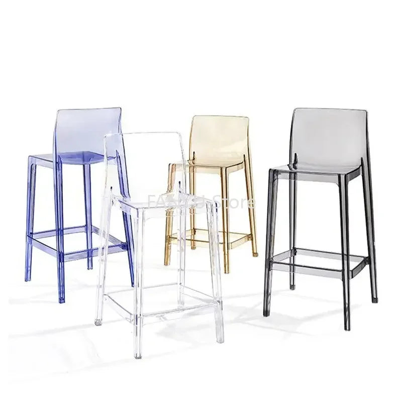 Nordic Acrylic Transparent Bar Chairs Modern Backrest Household Design Bar Chairs High Stools Muebles Household Items WZ50BC