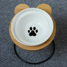 New High-end Pet Bowl Bamboo Shelf Ceramic Feeding and Drinking Bowls for Dogs and Cats Pet Feeder Accessories