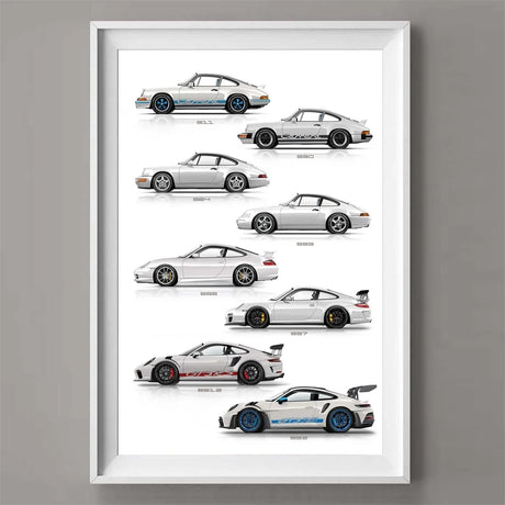 911 Generations Car Colorful Poster Canvsa Print Painting Home Decor Wall Art Decoration Gift For Car Lover Frameless