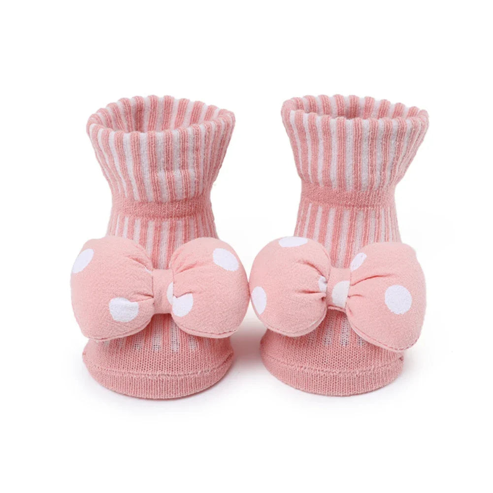 0-12M Baby Socks Fashion Leg Warmers Terry Bow Girls Clothing Cotton Cartoon Soft Warm Breathable Newborn Toddlers Indoors