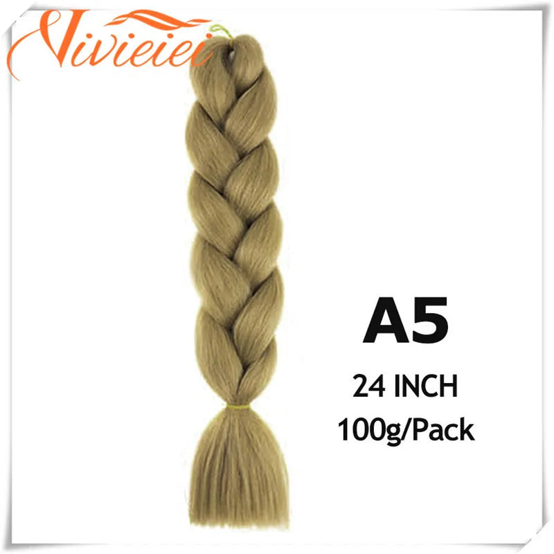 6 Pcs 24” Synthetic Braiding Hair Pink Jumbo Braids Hairstyles Purple Blue Blonde Ombre Hair Extensions For Women 100G/Pack