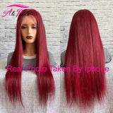 99J Wigs 13x4 HD Transparent Lace Front Human Hair Wig Burgundy Pre Plucked Human Hair Lace Frontal Wig Straight Human Hair Wig