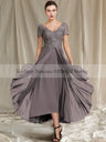 Tea Length Mother of the Bride Dresses 2024 V Neck for Long Party Dresses Woman for Weddings Vestido Invitada Boda 2022