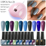 Mtssii  13/16Pcs Gel Nail Polish Set With 36W UV Lamp Dryer Manicure Kit Semi Permanent Soak Off Base Top Coat Nail Art UV Gel