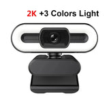 Portable 4K Webcam PC Laptop 2K 1080P Webcam Live Streaming Flexible Full HD Web Camera For Computer With Microphone With Light