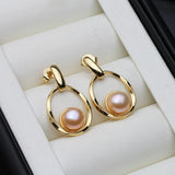 Fashion Natural Pearl Earring 925 Sterling Silver,Freshwater Pearl Earrings For Women,Triangle Gold Plated Earrings Jewelry Girl