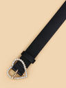 Women's New All Seasons Hot Heart-Shaped Diamond Buckle Head Belt Fashion Match Any Clothing Belt