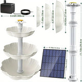 Solar Bird Bath Water Fountain Detachable DIY Water Landscaping Fountain For Bird Bathing Garden Decoration, Outdoor Bird Feeder