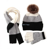 Kids Hat Scarf & Gloves Set Winter Pom Pom Hat with Gloves & Scarf Warm Knitted Beanie Hats Girls Boys Gloves Dropship