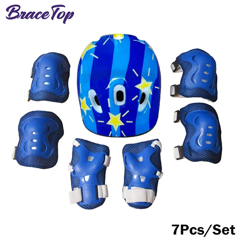 7Pcs Kids Skating Protective Gear Set Children Knee Wrist Guard Elbow Pads Bicycle Skateboard Ice Skating Roller Protector Guard