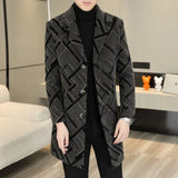 2023 High-end Feel Men Fashion Handsome All Woolen Coat Suit Collar Long Trench Coat Woolen Coat Thick Casual  Winter Jacket Men