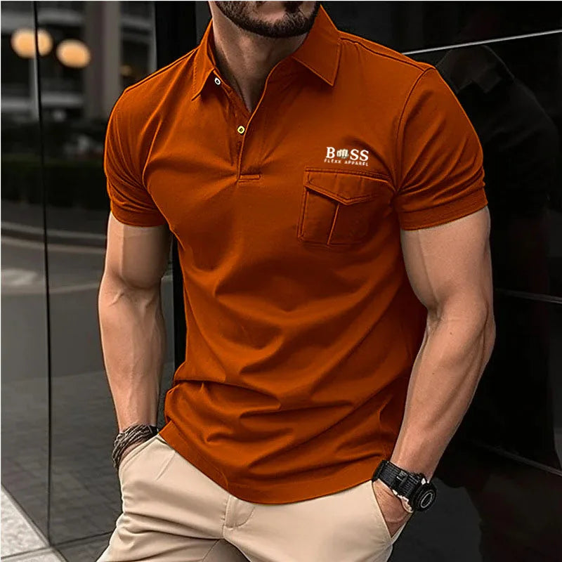 Autumn And Winter New Men's POLO Shirt Double-layer Standing Collar Shirt Long-sleeved Sports Polo Shirt High Quality Shirt