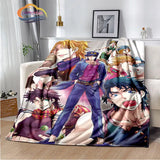 Anime JoJo's Bizarre Adventure Stone Ocean flannel Blanket Throw blanket Warm Sofa bed  children and girls Gift s