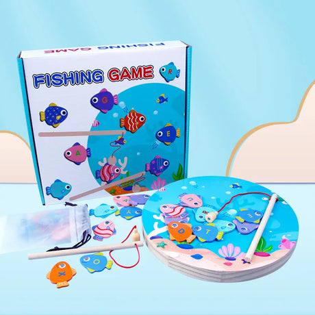 Montessori Wooden Fishing Children Toy Alphabet Numeric Cognition Color Magnetic Cognition Fish Educational games Toy for Kids